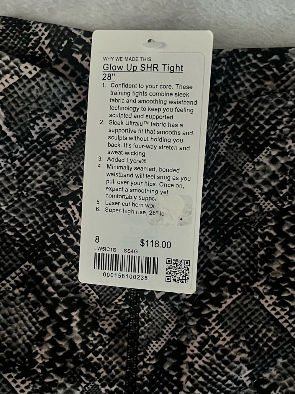 Lululemon Snake Print glow up High-Rise Leggings - Black/Grey - Picture 5 of 5